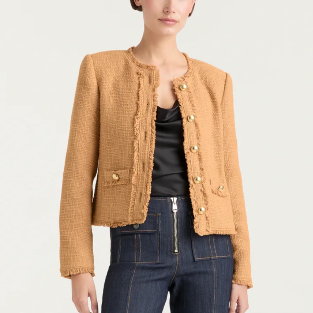 Cinq à Sept Tan Fringed Blazer
